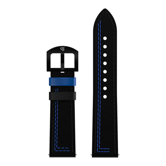 Zwarte en blauwe leren band (verstelbaar)