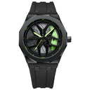 RS Q8 Polygon Green Caliber/Black Rubber Strap